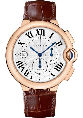 Cartier Ballon Bleu de Cartier Watch - 46.8 mm Pink Gold Case - Silvered Dial - Brown Alligator Strap - W6920074