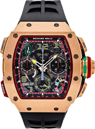 Richard Mille Automatic Winding Rose Gold Split Chronograph Open-Work Dial | RM65-01