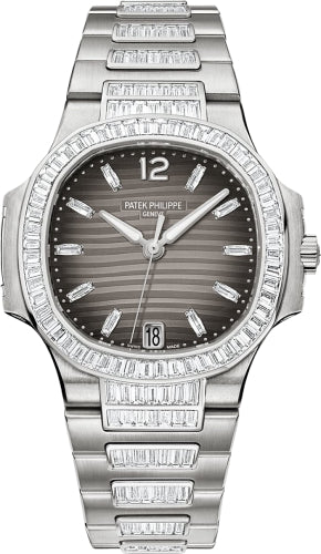 Patek Philippe Nautilus Ladies 33.6mm Charcoal Diamond White Gold Diamond Set Date | 7014/1G-001