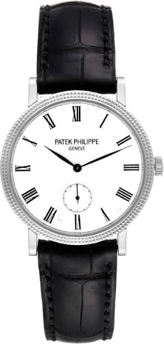 Patek Philippe Calatrava Ladies 31mm Ivory Roman Hobnail White Gold Leather Manual | 7119G-010