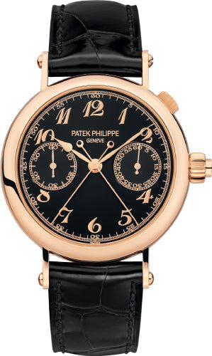 Patek Philippe Grand Complications 33.2mm Black Opaline Arabic Rose Gold Leather - 5959R-001