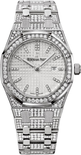 Audemars Piguet Royal Oak Quartz Ladies White Gold Silver Diamond Index 33mm Bracelet | 67652BC.ZZ.1262BC.01