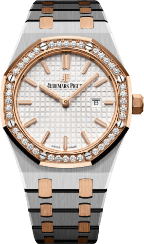 Audemars Piguet Royal Oak Quartz Ladies 33mm Rose Gold/Steel Diamond Silver Dial | 67651SR.ZZ.1261SR.01