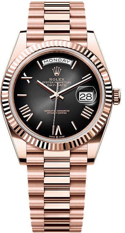 Rolex Day-Date 40 40mm Slate Ombré Roman Dial Fluted Bezel President Bracelet - 228235 | 2024 Model