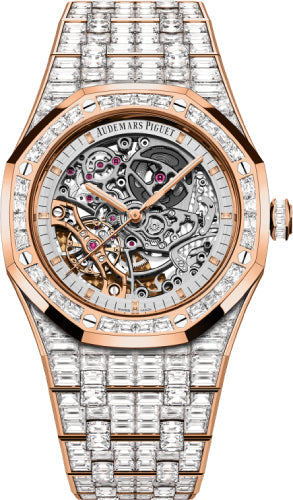 Audemars Piguet Royal Oak 41mm Double Balance Wheel Openworked Rose Gold Diamond Pave - 15417OR.ZZ.1267OR.01