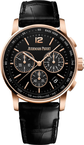 Audemars Piguet Code 11.59 Selfwinding 41mm Chronograph Rose Gold/Sapphire Black Dial Leather Strap - 26393OR.OO.A002CR.01