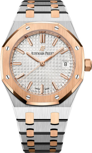 Audemars Piguet Royal Oak 34mm Stainless Steel Rose Gold Bezel Silver Dial - 77350SR.OO.1261SR.01